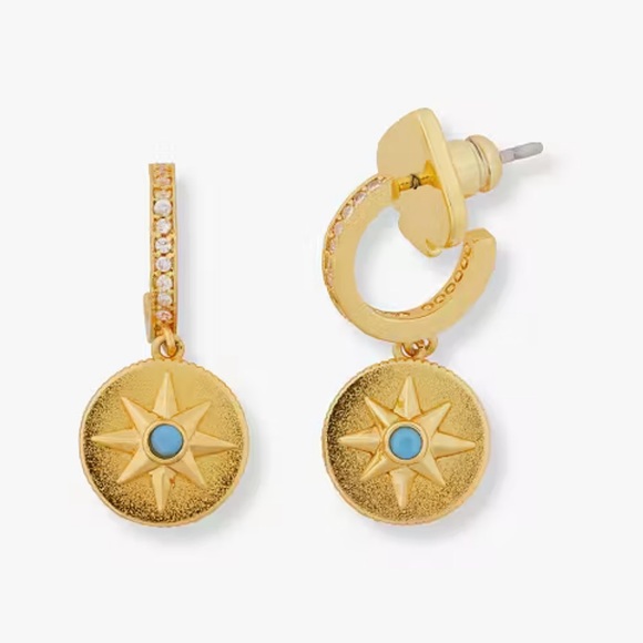 kate spade Jewelry - Kate Spade Gold Medallion Hoop Earrings